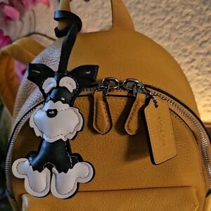 Adorable Dog Bag Charm Or Ornament - Black, Gray, and Brown